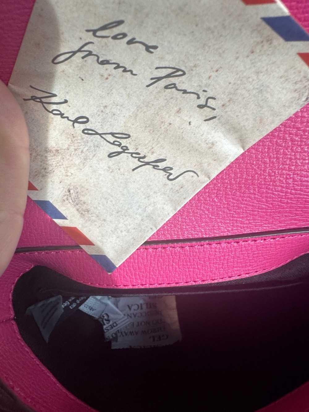 Karl Lagerfeld Hot Pink Crossbody Bag with Logo Strap - Picture 10 of 12
